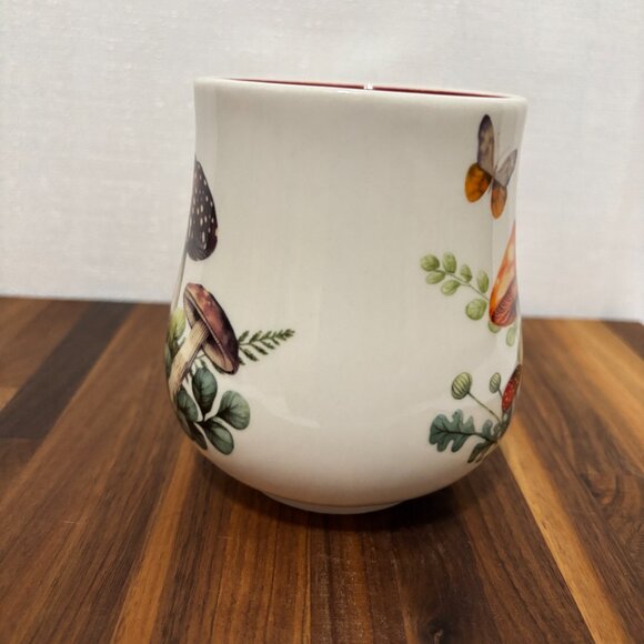 Chelsea Bistro 16oz Mug Mushrooms & Butterflies Red Handle Nature Cottagecore - Picture 6 of 11